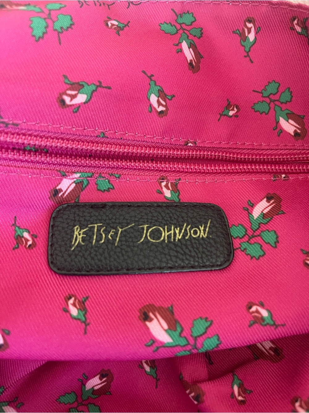 Betsey Johnson White & Black Polka Dot Tote with Pink Bow - Picture 5 of 9